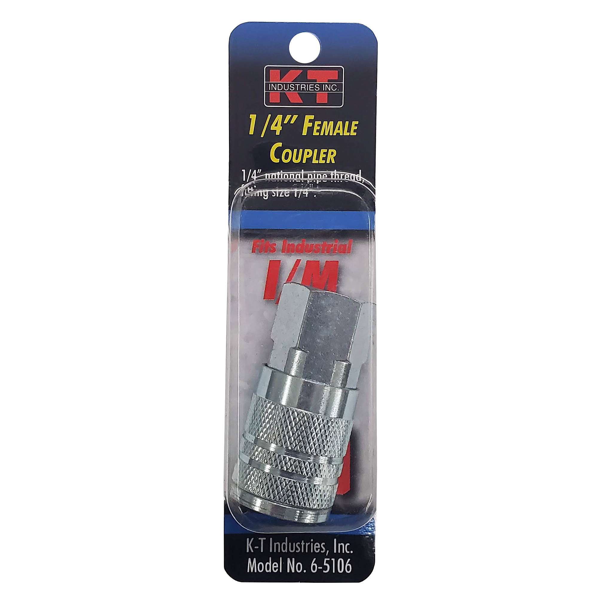 K-T Industries Industrial Coupler — 1/4in. Female NPT, Zinc Plated Brass, Model# 6-5106